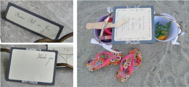 Steel gray & ivory wedding program fan, thank you, and buffet card