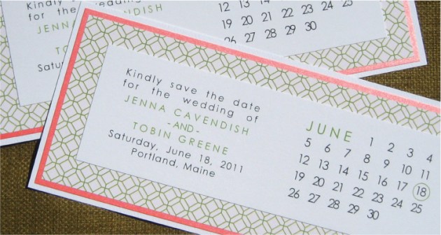 Coral and Jade Green Save-the-Date