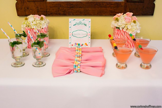 Candy land themed wedding signature drinks