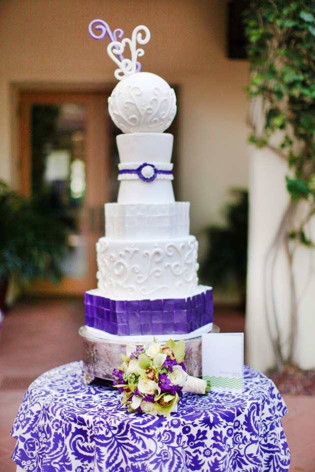 Dogwood Blossom Stationery, Wings of Glory, Mission Inn Resort, wedding cake, purple and white