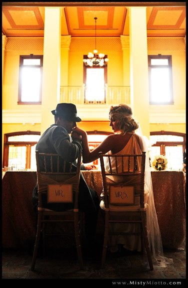 Custom wedding chair back signs by Dogwood Blossom Stationery