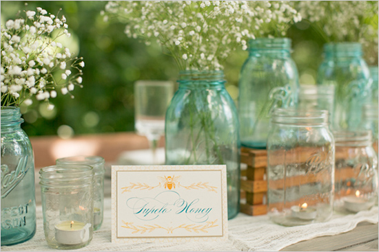 Amalie Orrange Photography, Dogwood Blossom Stationery, Mason jar centerpieces, Orlando weddings