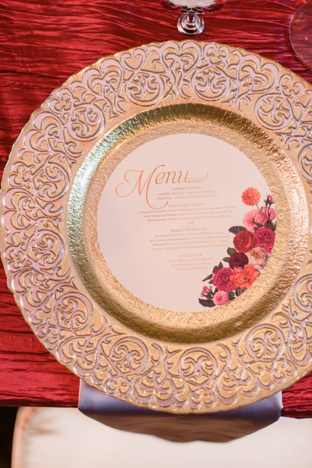 Errol Colon Photography, Dogwood Blossom Stationery, Orlando weddings, round menu