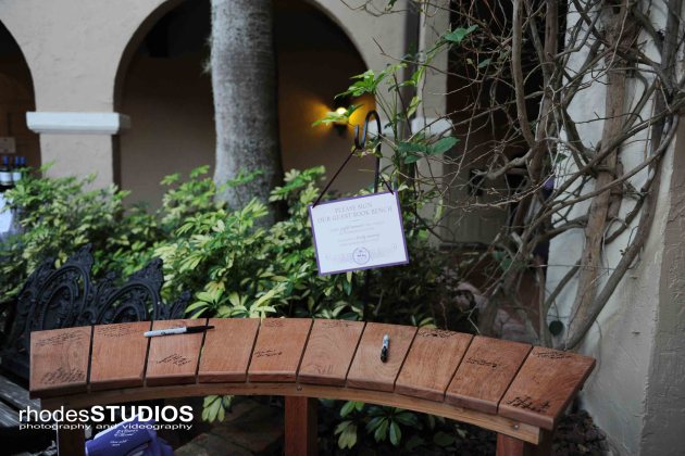 Rhodes Studios, Dogwood Blossom Stationery, Orlando weddings, guest book bench