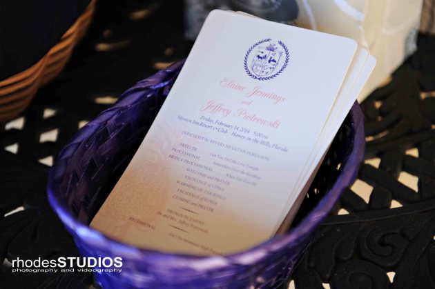 Rhodes Studios, Dogwood Blossom Stationery, Orlando weddings, program