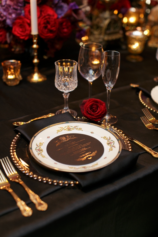 Bumby Photography, Dogwood Blossom Stationery, Orlando weddings, menu on table