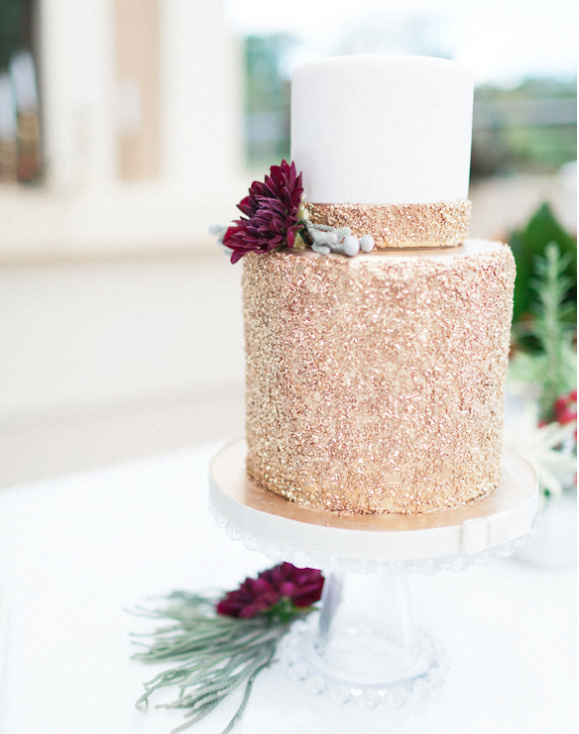 Andi Mans Photography, Dogwood Blossom Stationery, Orlando weddings, gold glitter cake