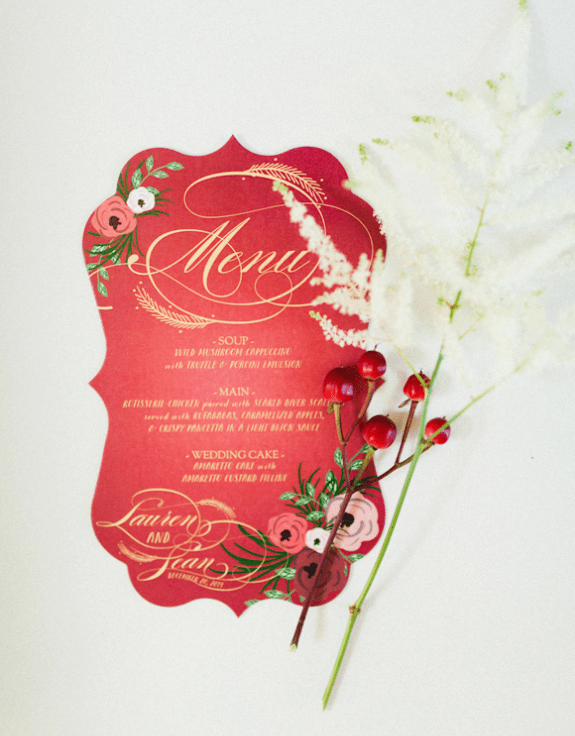 Andi Mans Photography, Dogwood Blossom Stationery, Orlando weddings, menu
