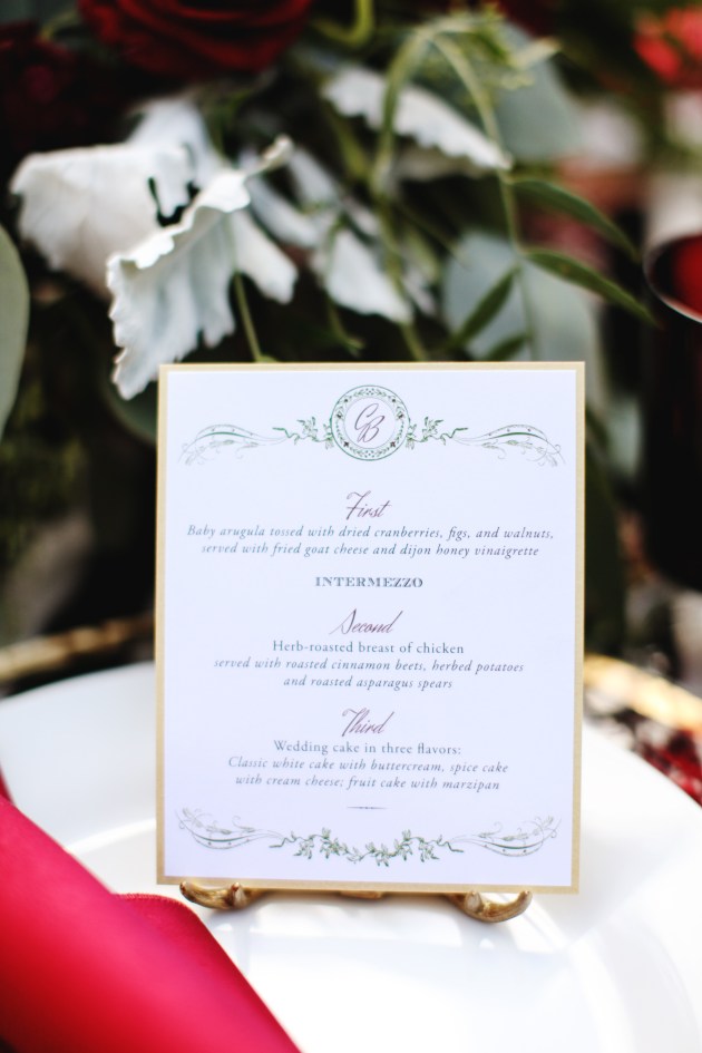 Menu, Dogwood Blossom Stationery, Holiday Shoot, The Acre, Vine and Light Photography
