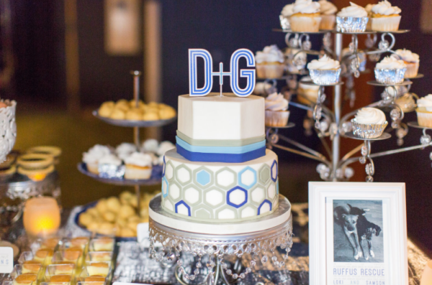 Thompson Photography Group, Orlando Science Center, Dogwood Blossom Stationery, Orlando weddings, blue wedding, cake table signs