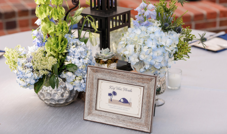 The Canovas Photography, Dogwood Blossom Stationery, Cypress Grove Estate House, Orlando wedding, table name signs, blue wedding