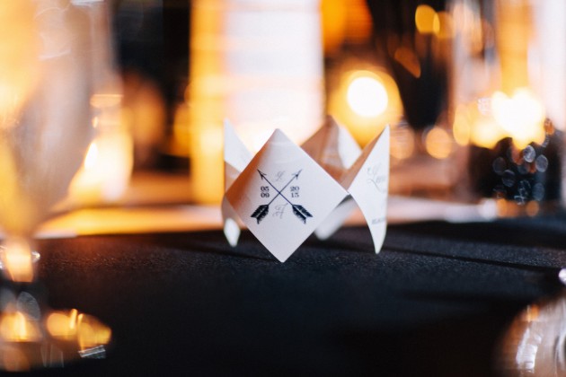 Cootie Catchers Favors, Black and Gold Wedding, The Hons Photography, Omni Orlando Resort at ChampionsGate, Dogwood Blossom Stationery Event
