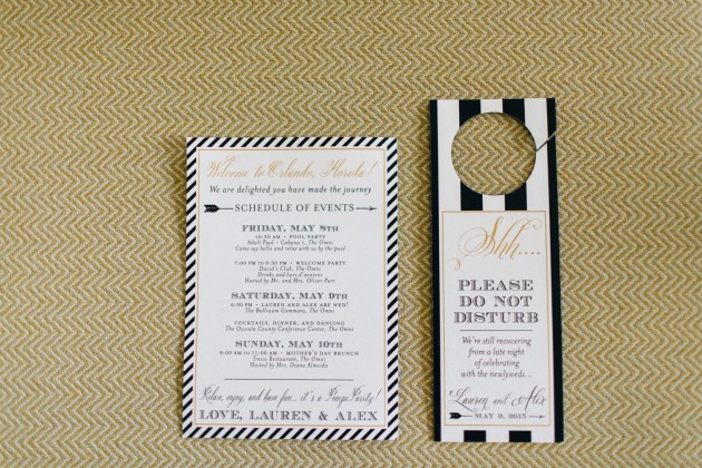 Do Not Disturb Sign, Black and Gold Wedding, The Hons Photography, Omni Orlando Resort at ChampionsGate, Dogwood Blossom Stationery Event