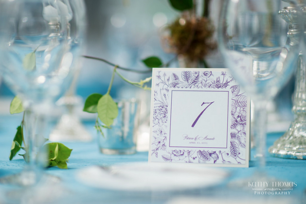 Purple table number card