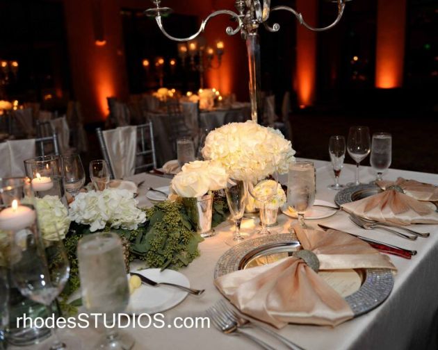 White and cream wedding table decor